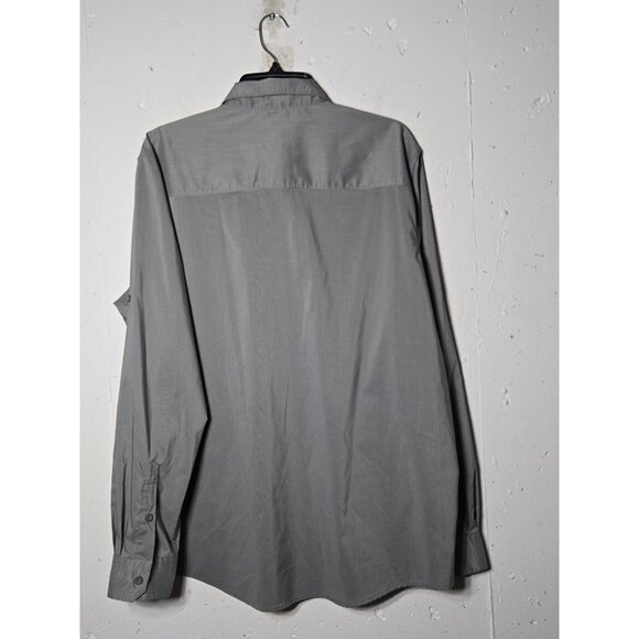 Swiss Tech Mens Gray Check Long Sleeve Button Front Shirt Size Large Roll Tab - Picture 2 of 10